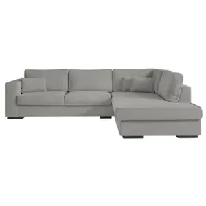 Canapé d'angle BELAMI en tissu - Gris clair - Angle Droit - 4 places - LOUNGITUDE pas cher