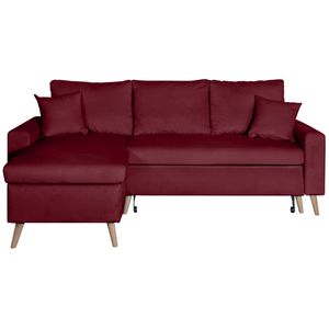Canapé d'angle LOUNGITUDE MARIA SCANDINAVE VELOURS réversible et convertible - Bordeaux pas cher