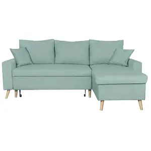 LOUNGITUDE Canapé d'Angle MARIA SCANDINAVE Réversible et Convertible - Bleu clair pas cher