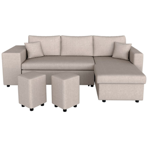 UsineStreet Canapé D'angle Oslo Convertible Avec Coffre Et Poufs En Ti... pas cher