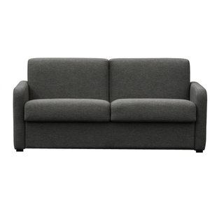 LOUNGITUDE Canapé Convertible 3 places AGATHE en Tissu - Epaisseur 13cm - Gris foncé, Couchage - 140 x 190 cm pas cher