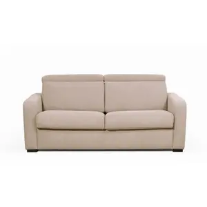 LOUNGITUDE Canapé Convertible Express 3 places CAMILA en Tissu Beige -... pas cher