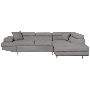 LOUNGITUDE Canapé d'angle droit convertible RIO Scandinave avec coffre en tissu - Gris clair, Pieds bois pas cher