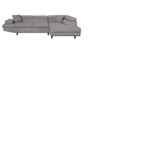 LOUNGITUDE Canapé d'angle droit convertible RIO Scandinave avec coffre en tissu - Gris clair, Pieds noir pas cher