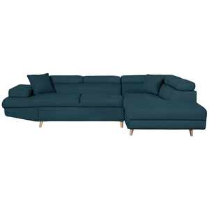 Canapé d'angle convertible LOUNGITUDE MATHIS - Bleu pétrole - Coffre d... pas cher