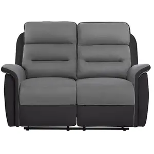 Canapé de Relaxation 2 places LOUNGITUDE LÉON - Microfibre/Simili Gris... pas cher