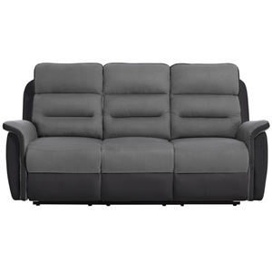 LOUNGITUDE RELAXXO - Canapé de Relaxation 3 places en Microfibre et Simili LÉON - Gris et Noir pas cher