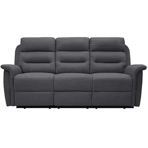 LOUNGITUDE RELAXXO - Canapé de Relaxation 3 places en Tissu Gris LÉON - Gris foncé pas cher