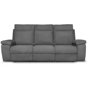 LOUNGITUDE Canapé de relaxation électrique 3 places en tissu HOUDA - Gris clair pas cher