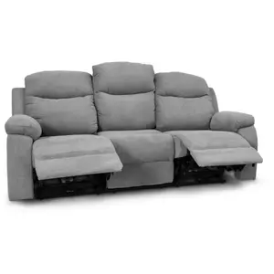 Canapé de relaxation manuel 3 places en tissu BONA - Gris clair - LOUNGITUDE - Classique - Intemporel - Moelleux pas cher