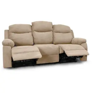 LOUNGITUDE Canapé de relaxation électrique 3 places en tissu BONA - Beige pas cher