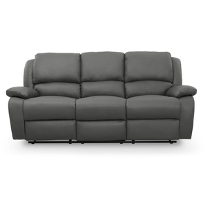 LOUNGITUDE Canapé relaxation manuel 3 places Simili cuir DETENTE - Gris pas cher