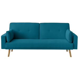 LOUNGITUDE Canapé droit scandinave ELGA convertible 3 places en tissu - Bleu pas cher