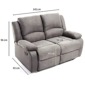 LOUNGITUDE Canapé Relaxation 2 places en microfibre LEO - Gris pas cher