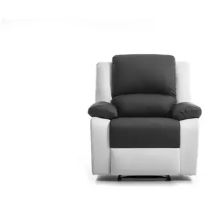 LOUNGITUDE RELAXXO - Fauteuil de relaxation en simili LEO - Blanc/Gris pas cher