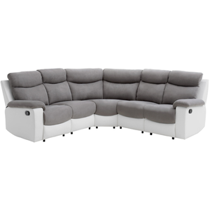 LOUNGITUDE Canapé d'Angle de Relaxation OSCAR 5 places bi-matière - Gris / Blanc ... pas cher