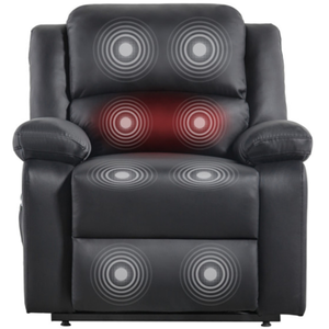 LOUNGITUDE RELAXXO - Fauteuil De Relaxation Electrique Releveur Et Massant En Simili LEO - Noir pas cher