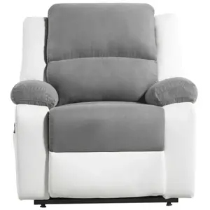 LOUNGITUDE Fauteuil de Relaxation Releveur électrique 1 place Microfibre et Simili DETENTE - Blanc et gris pas cher