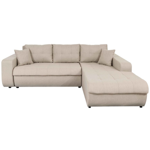 LOUNGITUDE Canapé d'Angle SUZIE Convertible en Tissu - Angle Droit, Beige - LOUNG... pas cher