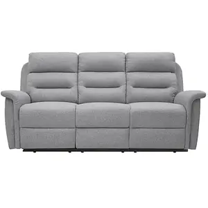 LOUNGITUDE Canapé de Relaxation 3 places en Tissu Gris LÉON - Gris clair - RELAXXO - Moelleux - Classique - Intemporel pas cher