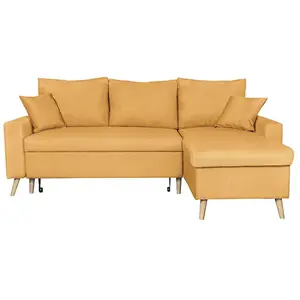 LOUNGITUDE Canapé d'Angle MARIA SCANDINAVE Réversible et Convertible - Jaune ocre... pas cher