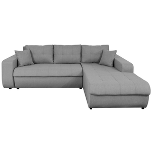 LOUNGITUDE Canapé d'Angle SUZIE Convertible en Tissu - Angle Droit, Gris clair pas cher