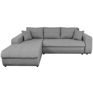 LOUNGITUDE Canapé d'Angle SUZIE Convertible en Tissu - Angle Gauche, Gris clair pas cher