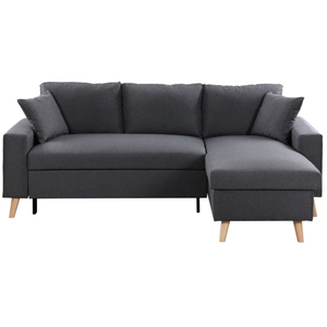 LOUNGITUDE Canapé d'Angle MARIA SCANDINAVE Réversible et Convertible - Gris foncé pas cher