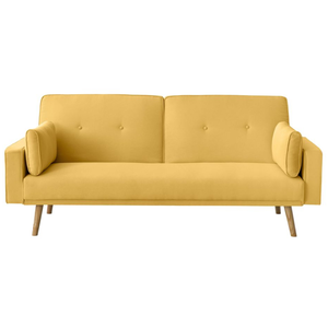 LOUNGITUDE Canapé droit scandinave ELGA convertible 3 places en tissu - Jaune pas cher
