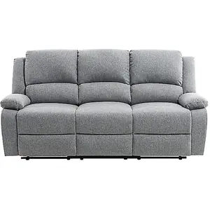LOUNGITUDE Canapé Relaxation 3 places LEO en Tissu - Gris clair - RELAXXO pas cher