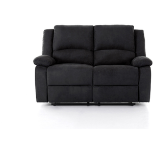 LOUNGITUDE Canapé Relaxation 2 places en microfibre LEO - Noir - RELAXXO - Relaxation - 2 places - Noir pas cher
