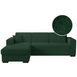 LOUNGITUDE Canapé d'angle FUJI XL convertible avec coffre en tissu bouclette - Angle gauche - Vert pas cher