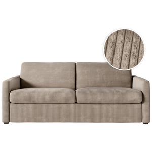 LOUNGITUDE Canapé convertible express AGATHE 160x190cm en velours côtelé - Matelas épaisseur 13cm - TaupeVendu parcdiscount