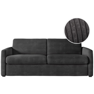 LOUNGITUDE Canapé convertible express AGATHE 160x190cm en velours côtelé - Matelas épaisseur 13cm - Gris foncé pas cher