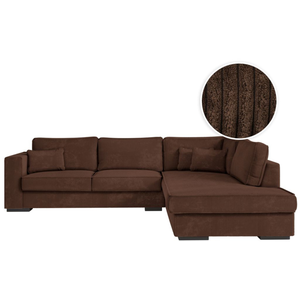 LOUNGITUDE Canapé d'angle BELAMI 4 places XXL en velours côtelé - Angle droit - Marron pas cher