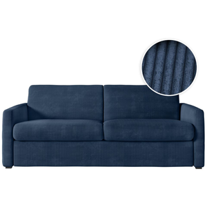 Comparateur de prix : LOUNGITUDE Canapé convertible express AGATHE 140x190cm en velours côtelé - Matelas épaisseur 13cm - Bleu foncé