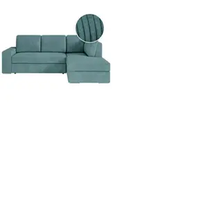 Canapé d'angle convertible en velours côtelé avec coffre - LOUNGITUDE ... pas cher