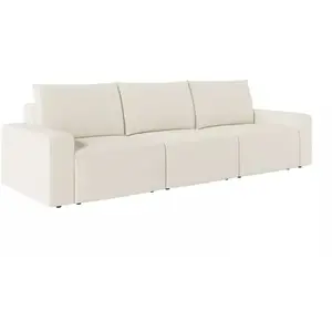 LOUNGITUDE Canapé droit fixe 3 places ROMANE en tissu Easy Clean antit... pas cher