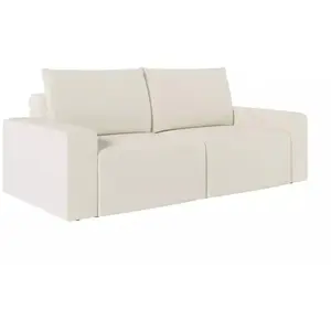 LOUNGITUDE Canapé droit fixe 2 places ROMANE en tissu Easy Clean antitache - Beige pas cher