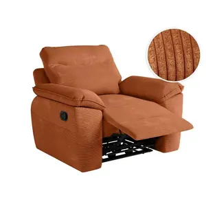 LOUNGITUDE Fauteuil de relaxation manuel ROSS en velours côtelé - Terracotta pas cher