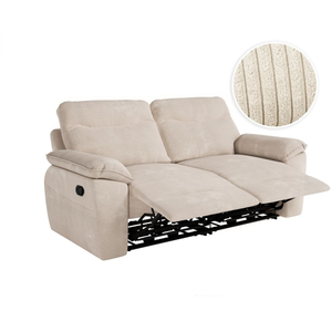 LOUNGITUDE Canapé de relaxation manuel ROSS 3 places en velours côtelé - Beige pas cher