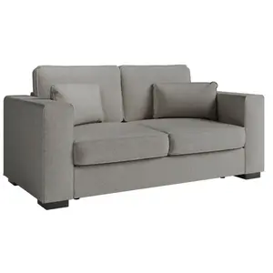 LOUNGITUDE Canapé droit fixe 2 places BELAMI en tissu - Gris pas cher