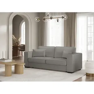 LOUNGITUDE Canapé droit fixe 3 places BELAMI en tissu - Gris pas cher