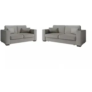 LOUNGITUDE Ensemble canapés 2 places et 3 places BELAMI en tissu - Gris pas cher