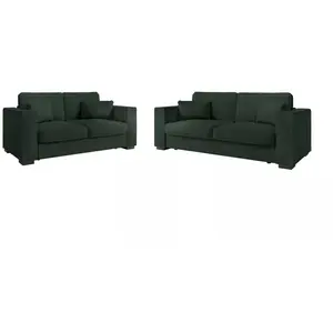 LOUNGITUDE Ensemble canapés 2 places et 3 places BELAMI en velours côtelé - Vert foncé pas cher