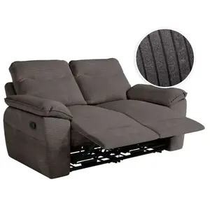 LOUNGITUDE Canapé de relaxation manuel ROSS 2 places en velours côtelé - Gris pas cher
