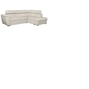 LOUNGITUDE Canapé d'angle droit convertible 4 places PAOLA avec coffre en tissu - Beige pas cher