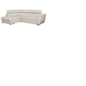 LOUNGITUDE Canapé d'angle gauche convertible 4 places PAOLA avec coffre en tissu - Beige pas cher