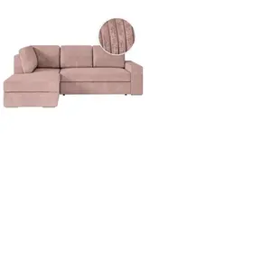 Canapé d'angle convertible en velours côtelé - LOUNGITUDE - ADEN - Coffre de rangement - 3 places pas cher