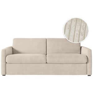 Canapé convertible - LOUNGITUDE - AGATHE - Velours côtelé - Beige - Ma... pas cher